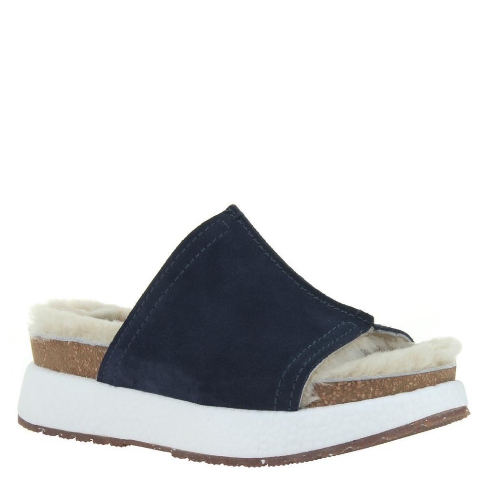 OTBT Cozy Suede Slides, Wayside in Night Shade, Slipper, sherpa lined